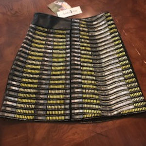 NWT Kora Rae leather beaded mini skirt